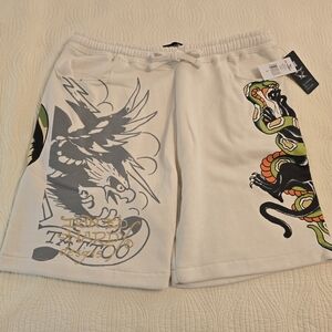 NWT Ed Hardy Men's Multicolor Graphic Fleece Athletic Shorts